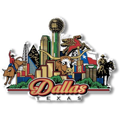 Dallas, Texas City Magnet by Classic Magnets, 3D Rubber Vintage-Style Collectible Souvenirs and Gifts Made in the USA, 4.4" x 3.2"