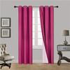 2 Piece Faux Silk Window Blackout Curtain Solid Pattern with Bronze Antique Grommet Energy Efficient Adam Size 63" 84" 95" and 108" Long (108" Extra Long, Hot Pink Fuchsia) view 1