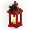 Alpine Corporation 14" Christmas Lantern with Warm White LED Candle Lights Holiday Decor, Red view 2