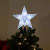 Alpine Corporation 8" H Flashing 5-Point Star Tree Topper with 31 Cool White LED Lights, Christmas Decoration view 1