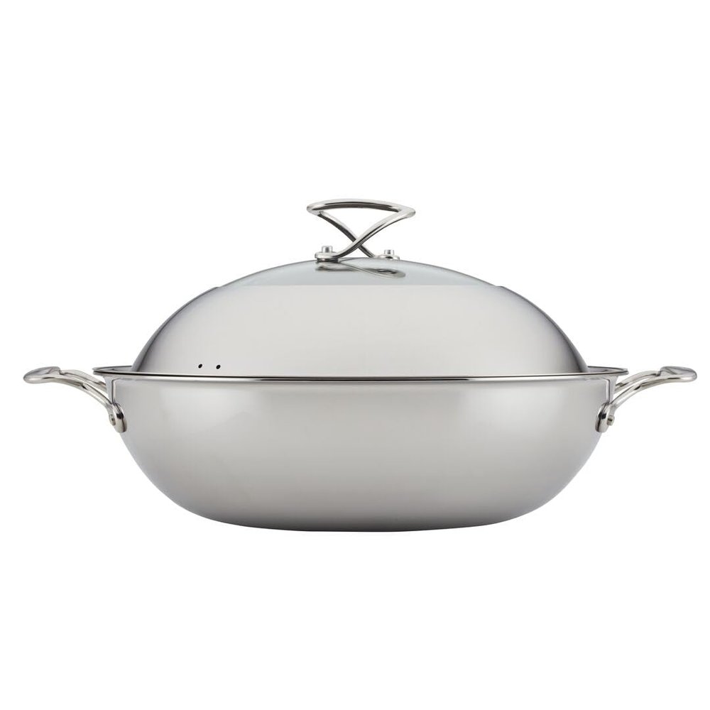 Circulon Clad Stainless Steel Wok/Stir Fry with Glass Lid and Hybrid ...