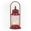 Alpine Corporation Antique Metal & Glass Lantern with Warm LED Lights, Red , Christmas Decoration view 2