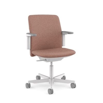 Humanscale Path Home Office Task Chair, Adjustable Duron Arms, Light Gray Frame, and Terracotta Formsense Eco Knit Fabric with Hard Floor Casters