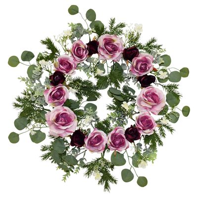 24" Purple Rose Wreath