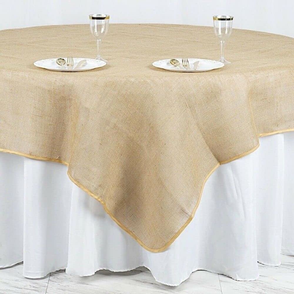 1 Pcs Natural Burlap 90x90 Table Overlay Rustic Wedding Party Catering Decoration