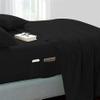 100% Egyptian Cotton 4-Piece Bedding Sheet Set,Luxurious,Soft & Durable,15 Inch,Sheet & Pillowcase Set,Fitted Bed Sheets with Side Storage Pockets Twin Size Black view 1