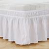 Konsilsa Wrap Around Bed Skirts, Full Twin Queen King Elastic Bed Ruffles Dust Ruffled Bed Skirts Pleated Dust Ruffle Around Elastic Solid Three Fabric Sides Wrap Pleated Dust Ruffle view 1
