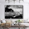 100% Handmade Gray abstract simple White landscape artwork modern oil painting for office living room as a gift 40" x 40" view 1