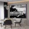 100% Handmade Gray abstract simple White landscape artwork modern oil painting for office living room as a gift 40" x 40" view 2