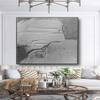 100% Hand Painted Black And White Art Big Size Modern Abstract Ocean sea thick knife landscape artwork oil painting Canvas For Living Room Decor 60x60 inches view 1