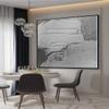 100% Hand Painted Black And White Art Big Size Modern Abstract Ocean sea thick knife landscape artwork oil painting Canvas For Living Room Decor 60x60 inches view 2