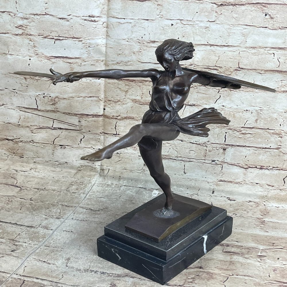 EUROPEAN BRONZE Bronze Art Deco Amazon Signed ZACH Statue Female Warrior HOT CAST Sculpture Nude Handmade Deal Gift Art Nouveau