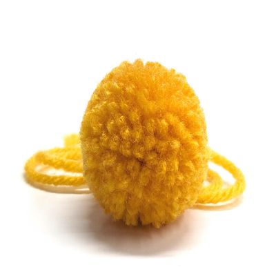 Set of 10 Yarn Pompoms Small 1.5 inch Pom Poms with Tails for Earrings and Crafts (Gold Saffron)