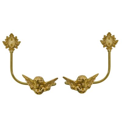 2 Pcs Curtain Hooks Little Angel Curtain Holdbacks Brass Wall Mounted Holdbacks Metal Curtain Holders Home Wall Decor (Color : Brass, Size : 18 * 20 * 6cm)
