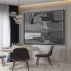 100% Hand Painted Black And White Large Knife Oil Painting Abstract On Canvas Modern Home Decor For Living Room 60x60 inches view 2