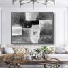 100% Hand Painted Black And White Large Knife Oil Painting Abstract On Canvas Modern Home Decor For Living Room 36x36 inches view 1