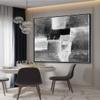 100% Hand Painted Black And White Large Knife Oil Painting Abstract On Canvas Modern Home Decor For Living Room 36x36 inches view 2