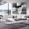 100% Hand Painted Black And White Large Knife Oil Painting Abstract On Canvas Modern Home Decor For Living Room 36x36 inches view 3