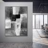 100% Hand Painted Black And White Large Knife Oil Painting Abstract On Canvas Modern Home Decor For Living Room 36x36 inches view 4