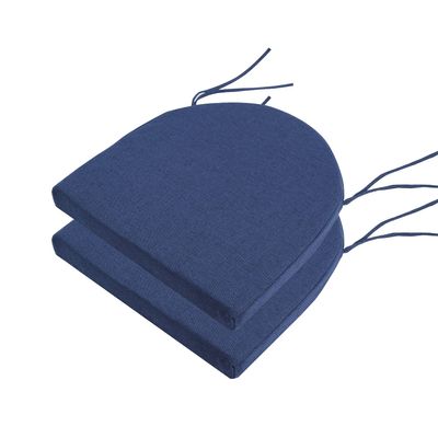 18x18 Inch Chair Pads for Dining Chairs 2 Pack with Ties Non Slip Washable Seat Cushion with Zipper Indoor Round Back Chair Cushions for Kitchen, Navy Blue