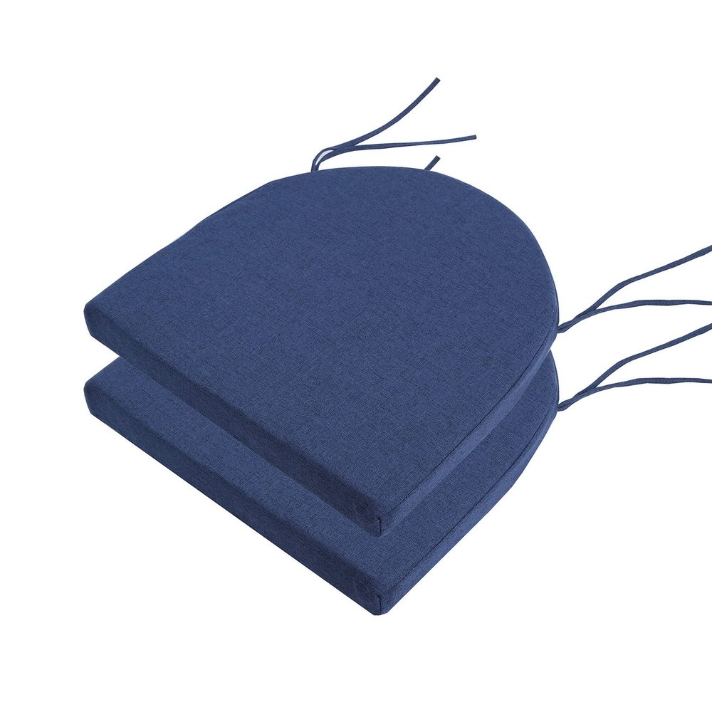 18x18 Inch Chair Pads for Dining Chairs 2 Pack with Ties Non Slip Washable Seat Cushion with Zipper Indoor Round Back Chair Cushions for Kitchen, Navy Blue