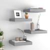 FAMIROSA 4PCS Floating Wall Shelves, Gray Wall Mounted Shelves with Invisible Brackets for Bedroom Living Room Bathroom Kitchen, Shelves for Wall Decor Storage, 9.1" x 9.3" x 1.5" view 1