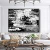 Abstract Black And White Design Wall Oil Paintings Handmade Heavy Texture Sea Painting Canvas Wall Art Pictures For Office Wall Decoration 50x50 inches view 1