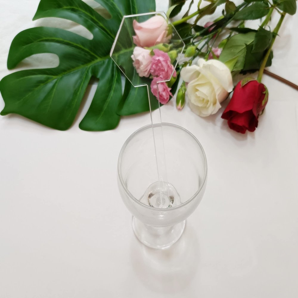 20PCS Hexagon Acrylic Drink Stirrers, Personalised Cocktail Stirrer Place Cards,Champagne Hexagon Blanks for Wedding, Birthday Festival Party Decorations (Clear)