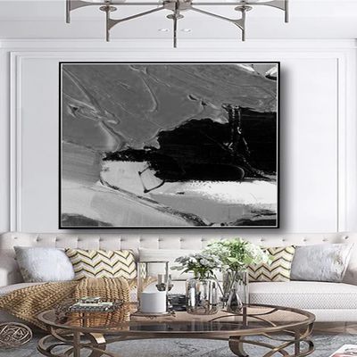 Abstract Black And White Thick Texture Canvas Wall Art Hand Painted Oil Painting Wall Decor Acrylic Canvas Craft For Home Decor 36" x 36"