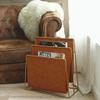 Modern PU Leather Magazine Holder Living Room Metal Newspaper Rack Sofa-Side Newspaper Stand Bedroom Magazine Rack Office Book and Newspaper Storage Rack (Color : Brown, Size : 33 * 25 * 18CM) view 2