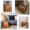 Modern PU Leather Magazine Holder Living Room Metal Newspaper Rack Sofa-Side Newspaper Stand Bedroom Magazine Rack Office Book and Newspaper Storage Rack (Color : Brown, Size : 33 * 25 * 18CM) view 3