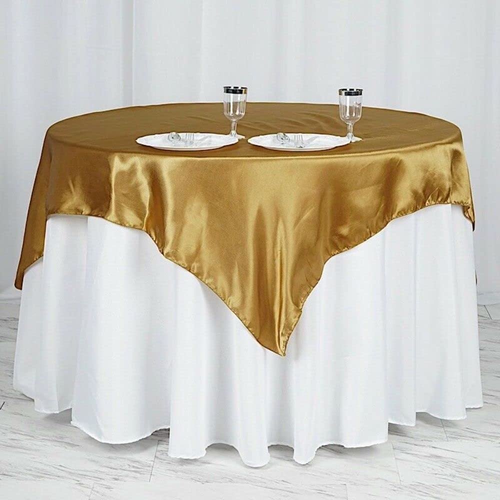 1 Pcs Gold 60x60 Satin Square Table Overlay Wedding Party Catering Supplies