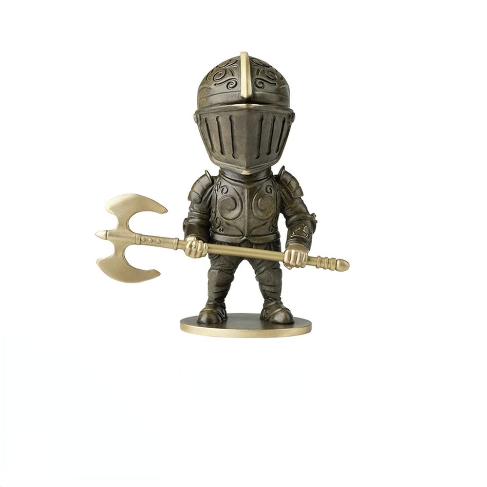 Brass Knight Gnomes Guard Figurines Entrance Desk Ornaments,Copper Ancient Warrior Soldier Home Decor Crafts,Study Office Wine Cooler Sculpture Garden Decor Gifts (B)