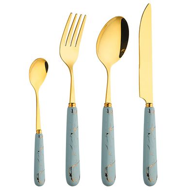 24 Piece Modern Silverware Set for 6,Stainless Steel Flatware Unique Cutlery Set Include Knife/Fork/Spoon/Coffee spoon Tableware Set for Home Kitchen Restaurant Hotel