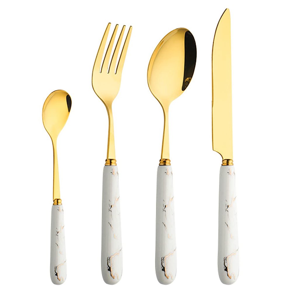 24 Piece Modern Silverware Set for 6,Stainless Steel Flatware Unique Cutlery Set Include Knife/Fork/Spoon/Coffee spoon Tableware Set for Home Kitchen Restaurant Hotel