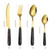 24 Piece Modern Silverware Set for 6,Stainless Steel Flatware Unique Cutlery Set Include Knife/Fork/Spoon/Coffee spoon Tableware Set for Home Kitchen Restaurant Hotel view 2