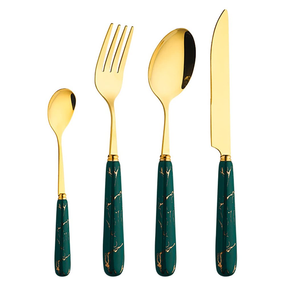 24 Piece Modern Silverware Set for 6,Stainless Steel Flatware Unique Cutlery Set Include Knife/Fork/Spoon/Coffee spoon Tableware Set for Home Kitchen Restaurant Hotel
