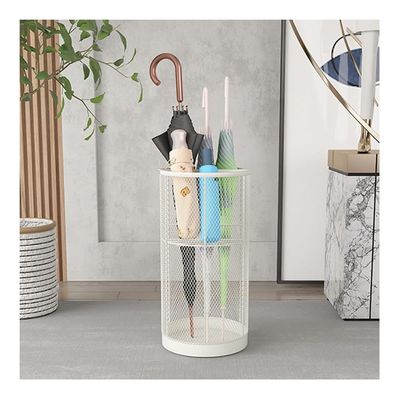 Umbrella Stand Racks Indoor Hallway Umbrella Holder, Cane Club Long Umbrella Short Umbrella Storage Rack Organizer, Round Decorative Umbrella Basket (Color : White, Size : 25X50CM)