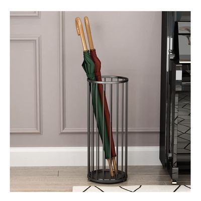 Umbrella Stand Racks Modern Iron Umbrella Holder, Indoor Hallway Entry Umbrella Organizer with 4 Hooks and Drip Tray, 24X58CM (Color : Black, Size : 24X58CM)