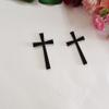 16pcs of Acrylic Mirrored Baptism Cake Toppers,Acrylic Mirror Cross Sticker for Baptism Wedding Party Favors Home Decor (3.5'', Black) view 3