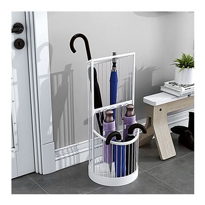 Umbrella Stand Racks Modern Iron Umbrella Holder, Home Office Hallway Entrance Umbrella Organizer, Umbrella Basket with Hook and Drip Tray (Color : White, Size : 30x60CM)