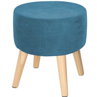 XGANGM Small Ottoman Slipcover Round Stretch Velvet Ottoman Cover Round Storage Footstool Cover Slipcovers Small Ottoman Pouf Slipcover Round Furniture Protector,Peacock Blue,33 * 20