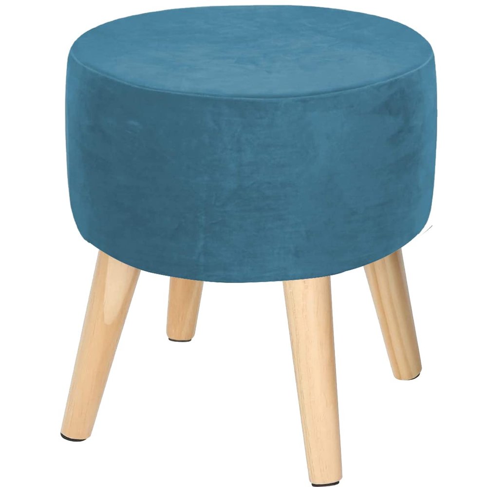 XGANGM Small Ottoman Slipcover Round Stretch Velvet Ottoman Cover Round Storage Footstool Cover Slipcovers Small Ottoman Pouf Slipcover Round Furniture Protector,Peacock Blue,33 * 20