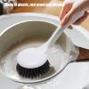 Dish Brush Long Handle Kitchen Cleaning Brush Kitchen Scrub Brushes Dish Brush for Cleaning Pot Skillet Pan Dish Scrubber Round Hole Hanging Storage Easily view 3
