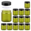 4oz Glass Jars with Lids, HOA Kinh 12 Pack Green Frosted Glass Jars with Lid Empty Cosmetic Containers Round Airtight Glass Jar with Black Lids for Storing Lotions, Powders, and Ointments view 1
