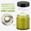4oz Glass Jars with Lids, HOA Kinh 12 Pack Green Frosted Glass Jars with Lid Empty Cosmetic Containers Round Airtight Glass Jar with Black Lids for Storing Lotions, Powders, and Ointments view 3