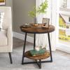Tribesigns End Table, 2 Tier Round Side Table with Storage Shelf, Industrial Nightstand Bedside Table Coffee Accent Table for Living Room Bedroom Small Space, Rustic Brown view 1