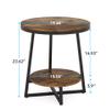 Tribesigns End Table, 2 Tier Round Side Table with Storage Shelf, Industrial Nightstand Bedside Table Coffee Accent Table for Living Room Bedroom Small Space, Rustic Brown view 2