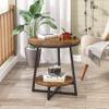 Tribesigns End Table, 2 Tier Round Side Table with Storage Shelf, Industrial Nightstand Bedside Table Coffee Accent Table for Living Room Bedroom Small Space, Rustic Brown view 3