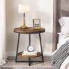 Tribesigns End Table, 2 Tier Round Side Table with Storage Shelf, Industrial Nightstand Bedside Table Coffee Accent Table for Living Room Bedroom Small Space, Rustic Brown view 4